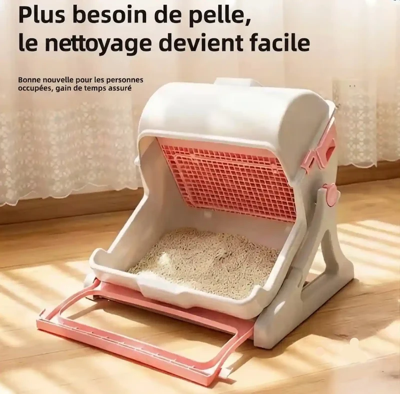 Litière semi automatique avec Couvercle Rabattable