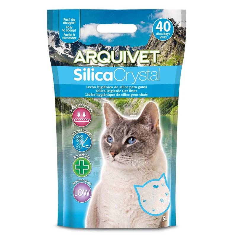 Lecho higiénico de arena de sílice para gatos