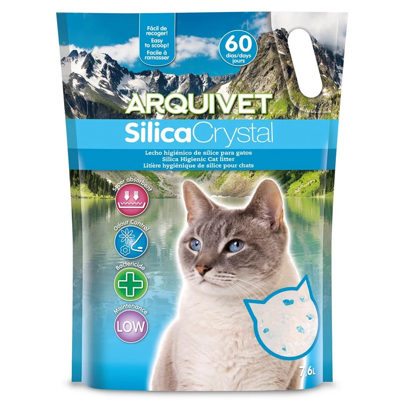 Lecho higiénico de arena de sílice para gatos