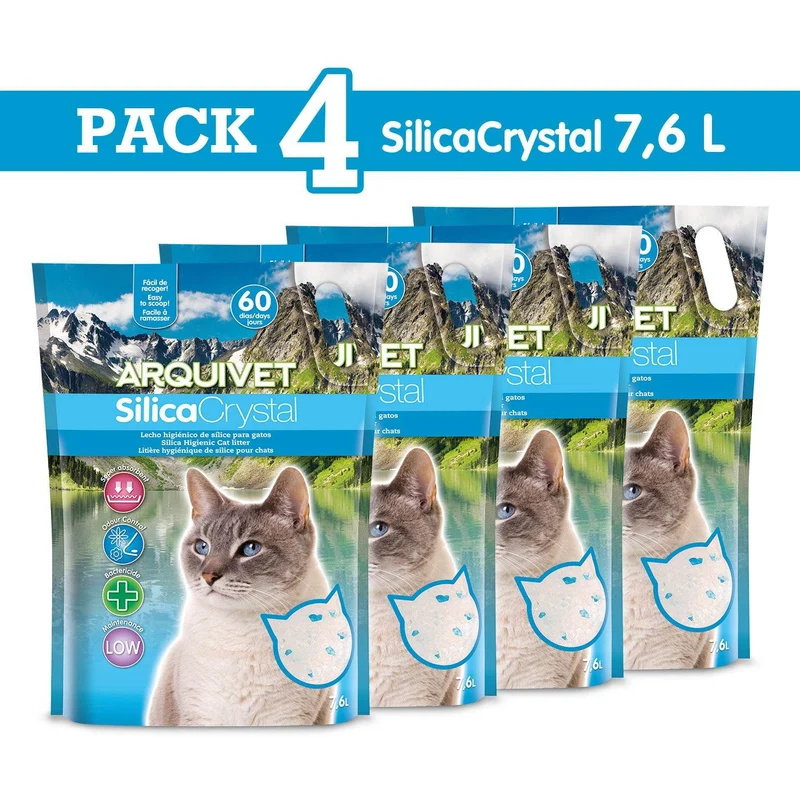 Lecho higiénico de arena de sílice para gatos