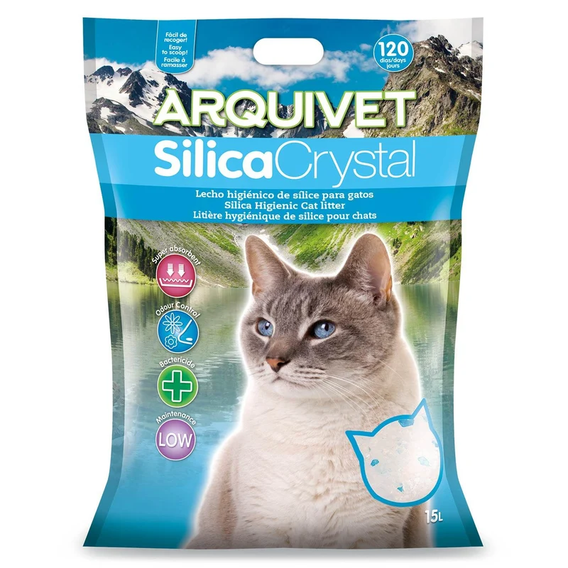 Lecho higiénico de arena de sílice para gatos