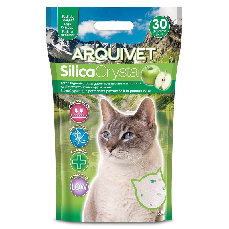 Lecho higiénico de arena de sílice con aroma, para gatos. 3,8 L