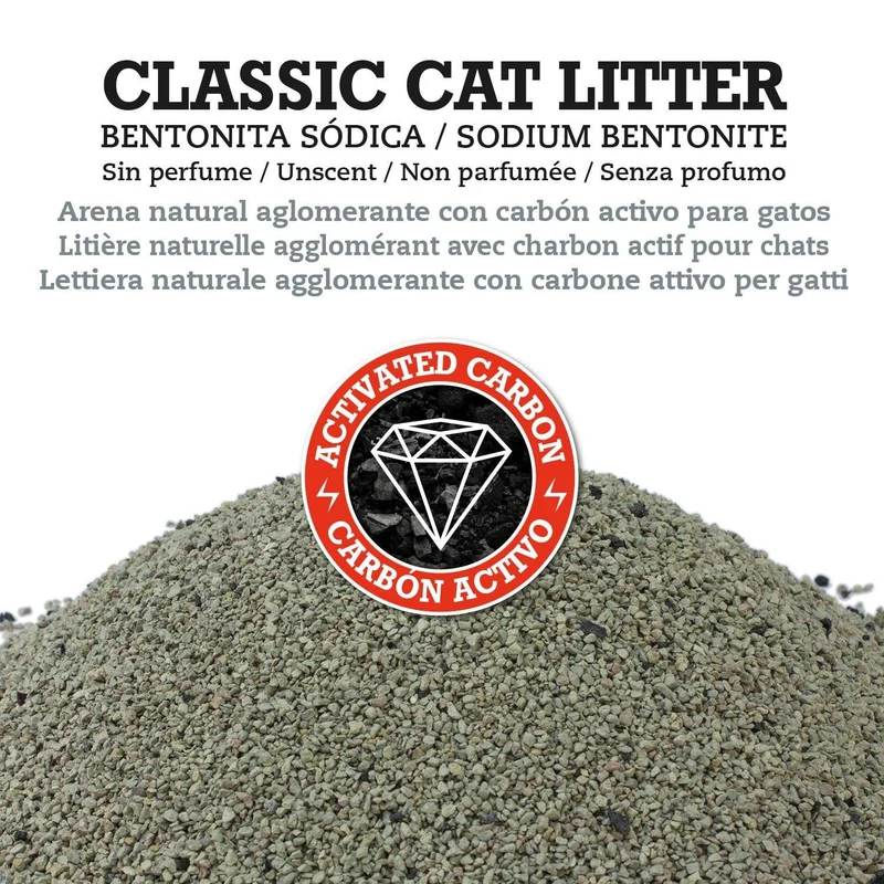 Classic Cat Litter - Arena de bentonita sódica con carbón activo