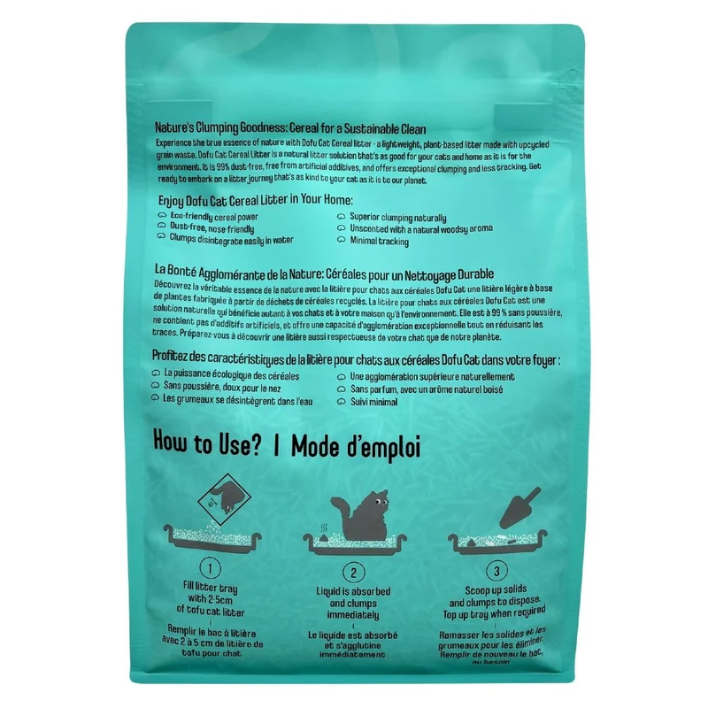 Dofu Cat Litière agglomérante - Formule aux céréales 2.5 Kg
