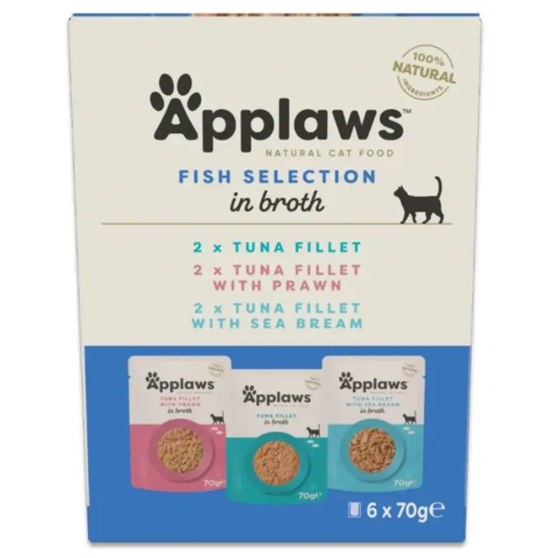 Applaws Cat Sobre Selección Pescado Caldo Multi, 6x70 gr