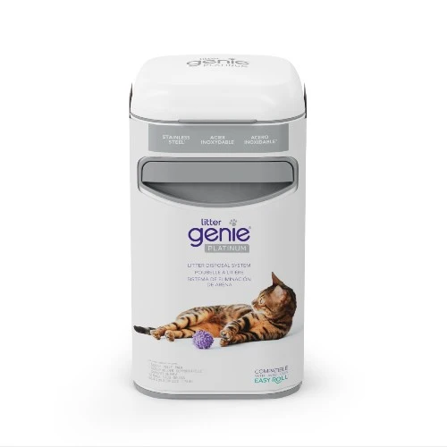 Litter Genie - Platinum - Poubelle à litière fait d'acier inoxydable pour chat