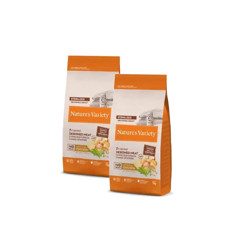 Nature's Variety No Grain Sterilized Pienso Gatos Pollo 7 kg, pack 2