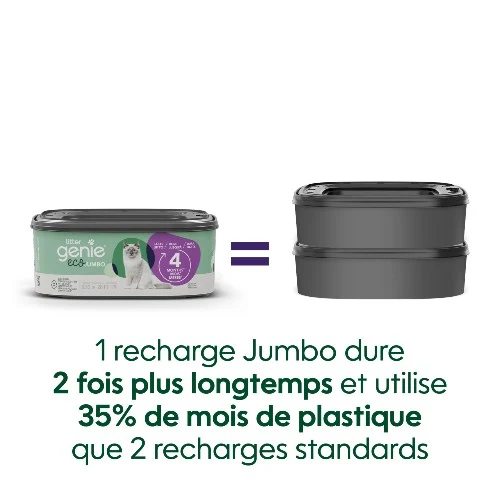 Litter Genie Recharge Jumbo Eco pour poubelle Litter Genie, Dure jusqu'à 4 mois