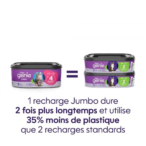Litter Genie Recharge Jumbo pour poubelle Litter Genie, Dure jusqu'à 4 mois
