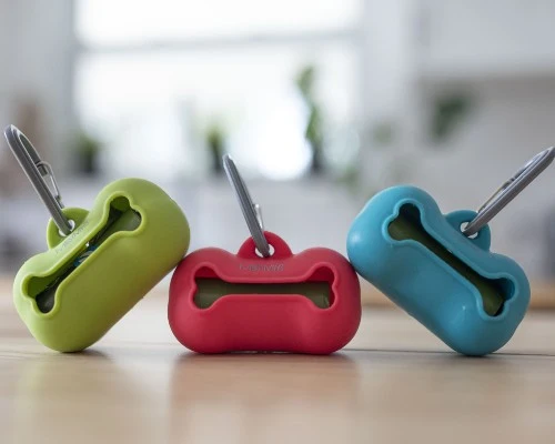 Messy Mutts Distributeur à sacs de ramassage en silicone, Rouge