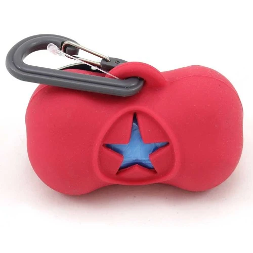 Messy Mutts Distributeur à sacs de ramassage en silicone, Rouge