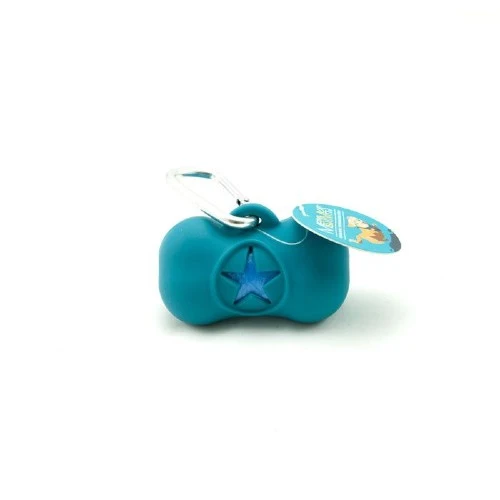 Messy Mutts Distributeur à sacs de ramassage en silicone, Bleu