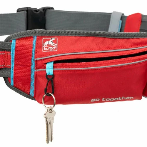 Kurgo Ceinture d'excursion / de coureur "On-Trail" ajustable, Rouge et bleu