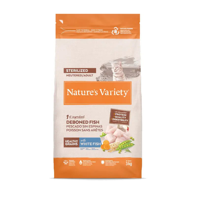 Nature'S Variety Pienso Para Gatos, Con Pescado Blanco, Natural, 3 kg