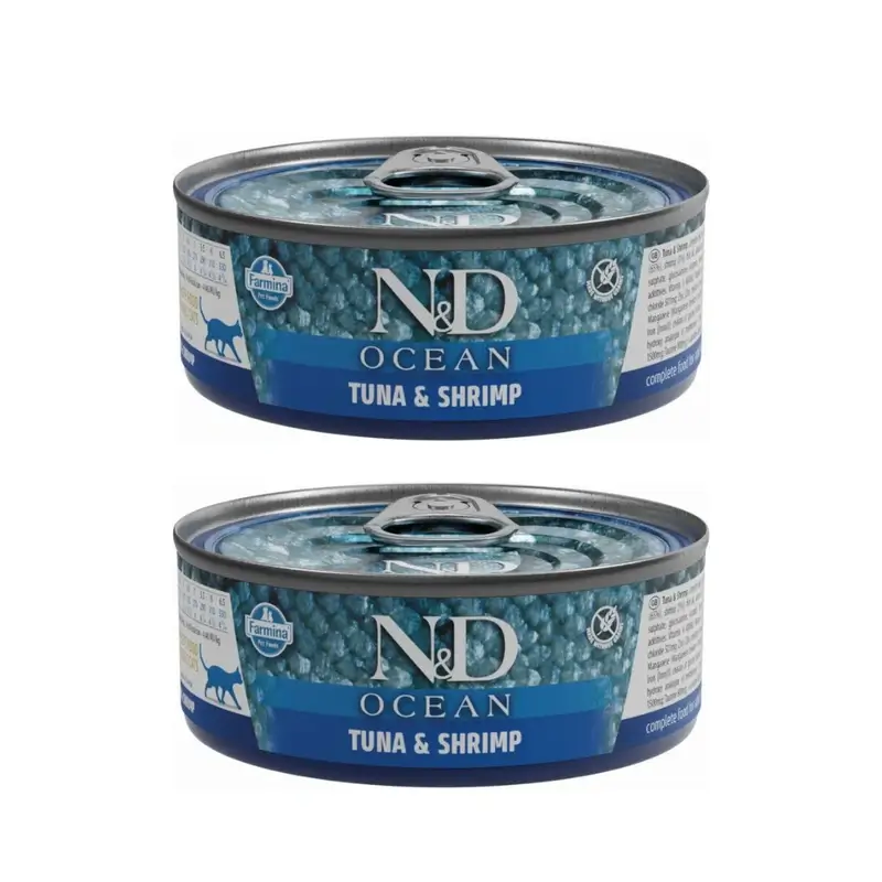 Farmina N&D Cat Ocean Atun Gamba Caja 24X70Gr, Pack De 2