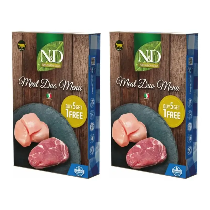 Farmina N&D Cat Natural Meat Duo Menu 6X70Gr, Comida Húmeda Para Gatos, Pack De 2