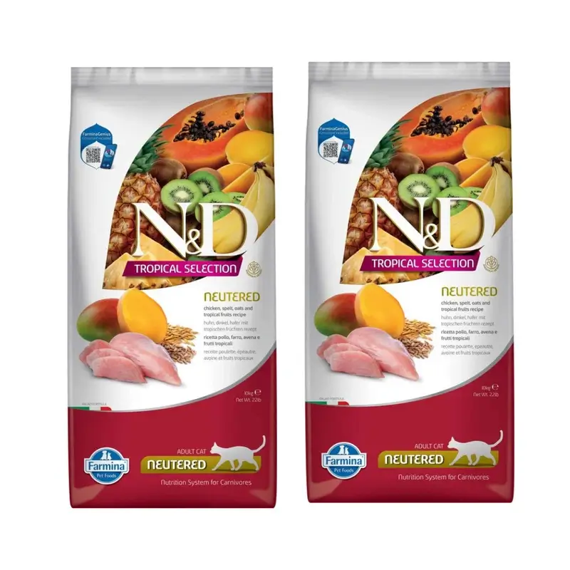 Farmina N&D Cat Tropical Selection Neutered Pollo 10Kg, Pack De 2