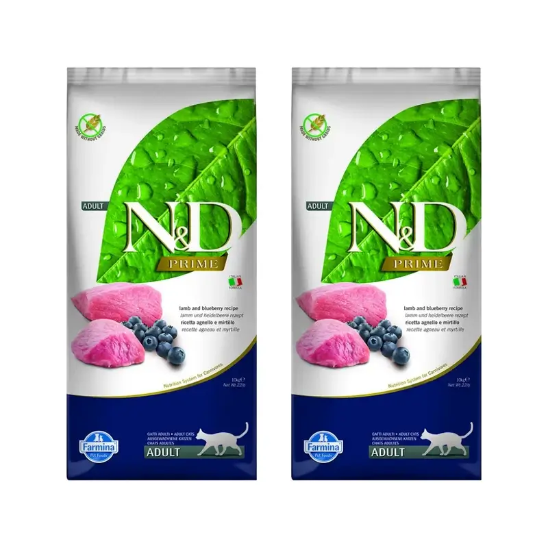 Farmina N&D Cat Prime Cordero 10Kg, Pienso Para Gatos, Pack De 2