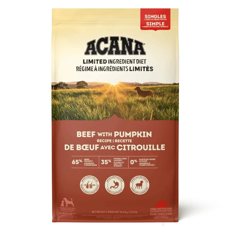 Nourriture pour chiens Acana Simple Bœuf avec Citrouille mono-protéine