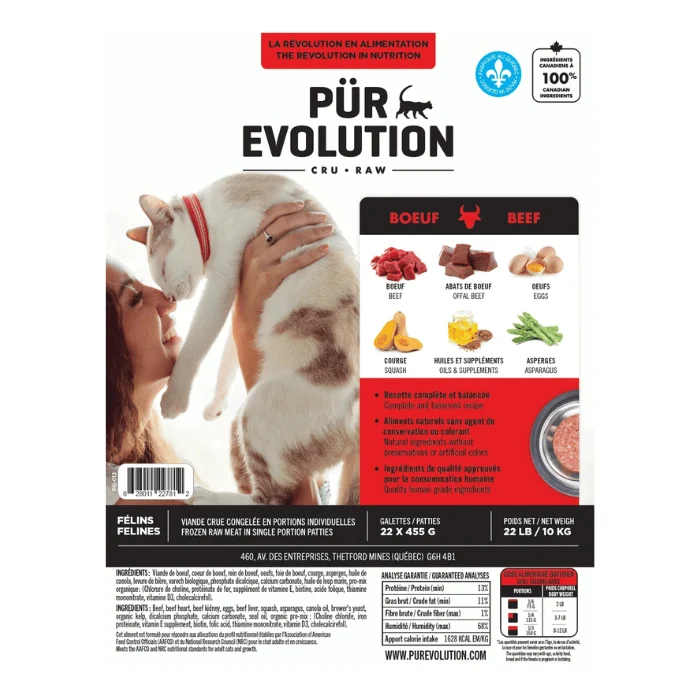 PÜR Evolution Boeuf - Nourriture crue chat adulte et chaton sans os - En magasin seulement