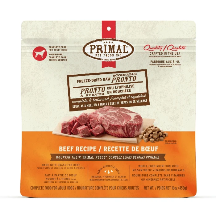Primal - Pronto bouchées crues lyophilisées pour chien bœuf