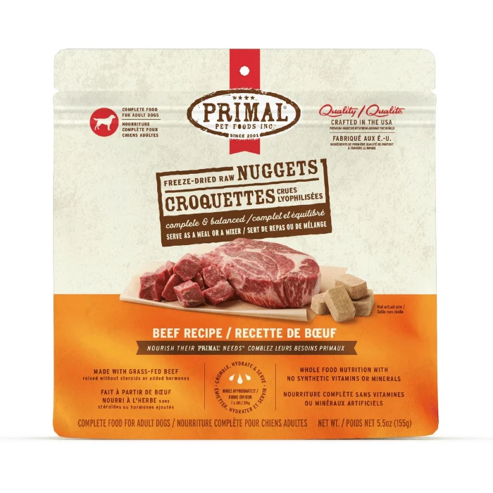Primal - Croquettes crues lyophilisées pour chien bœuf 155g