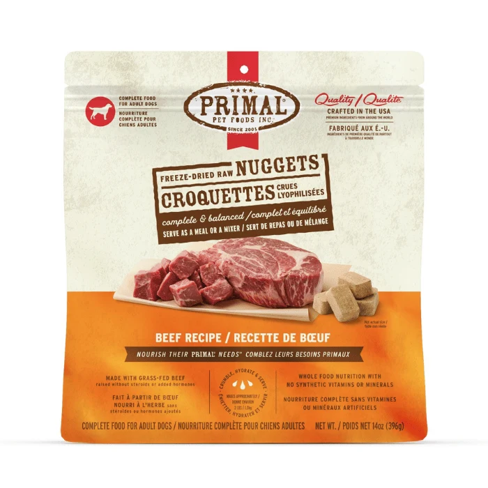 Primal - Croquettes crues lyophilisées pour chien bœuf 396g