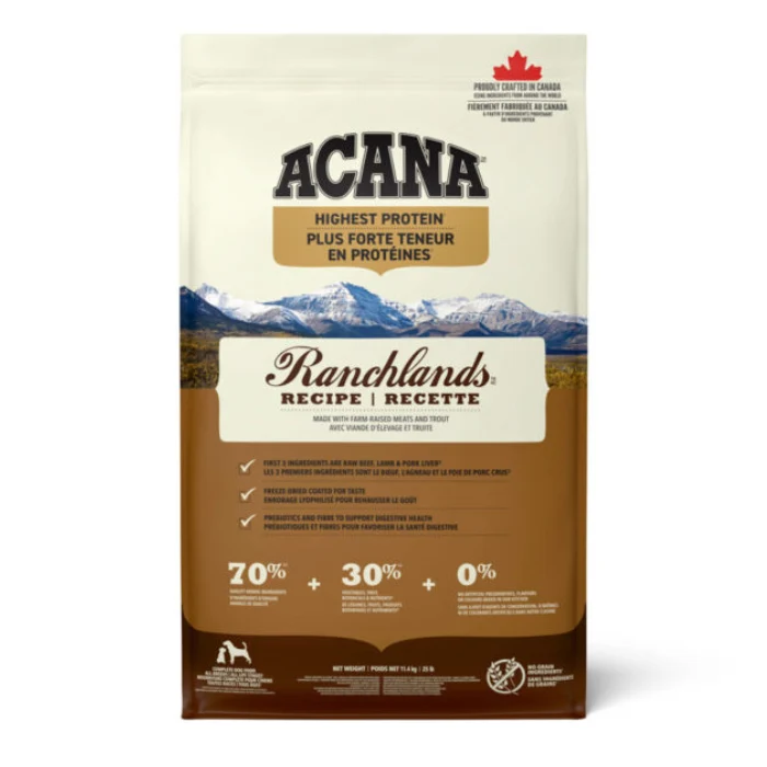 Nourriture pour chiens Acana Ranchlands viandes rouges et bison