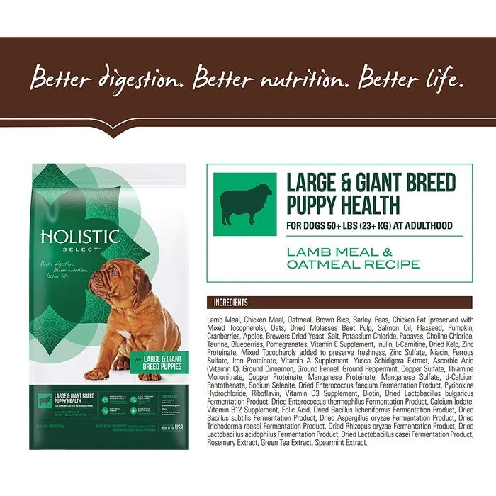 Holistic Select - Nourriture agneau grande race pour chiot (Puppy Health)
