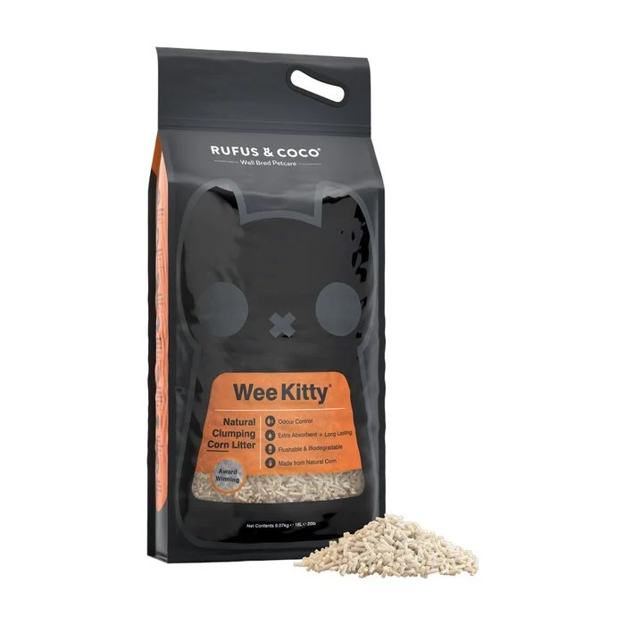Rufus & Coco - Wee Kitty litière agglomérante maïs biodégradable pour chat