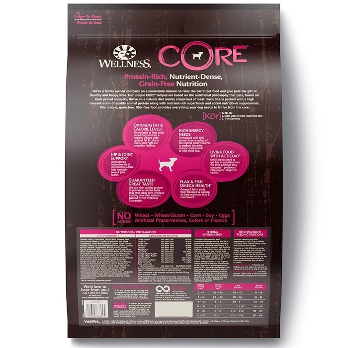 Nourriture pour chien de petite race Wellness Core Sans Grain