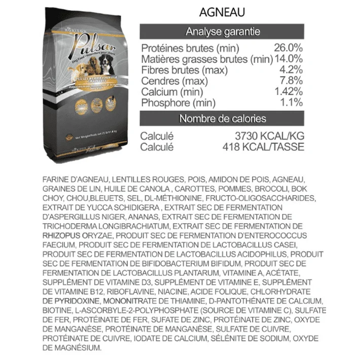 Nourriture pour chien Horizon Pulsar sans grain Agneau