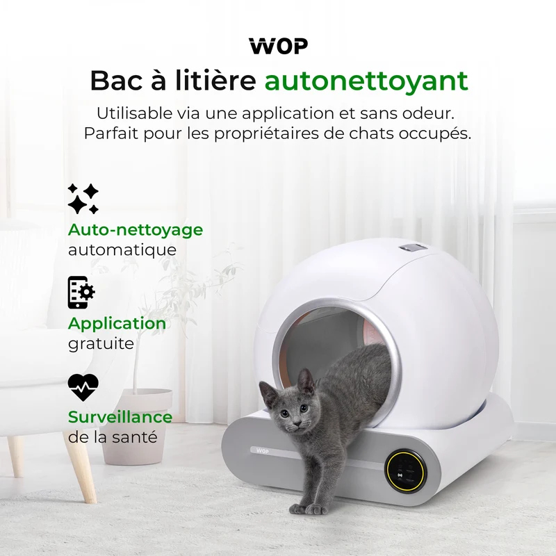 Bac à litière autonettoyante pour chats