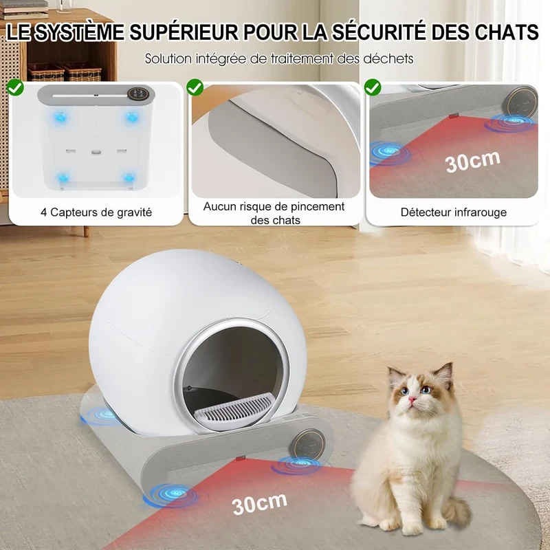 Bac à litière autonettoyante pour chats