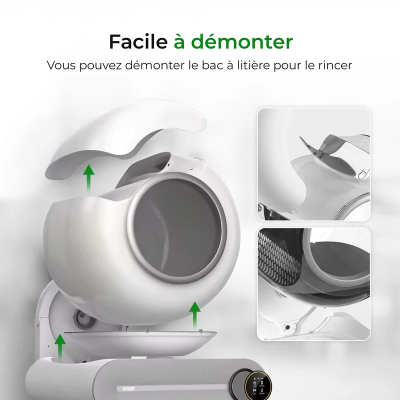 Bac à litière autonettoyante pour chats
