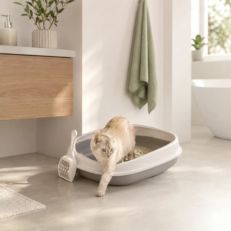 Maison de Toilette Semi-Fermée pour Chat