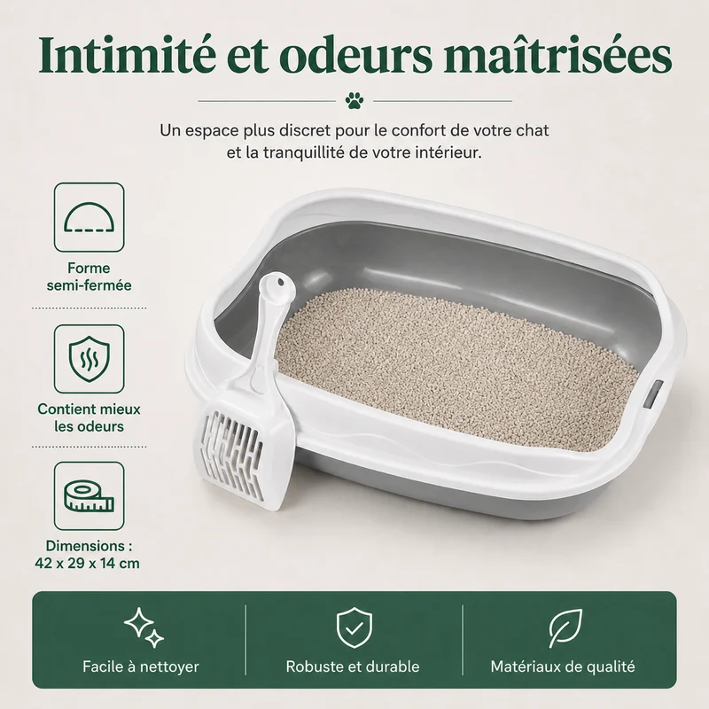 Maison de Toilette Semi-Fermée pour Chat
