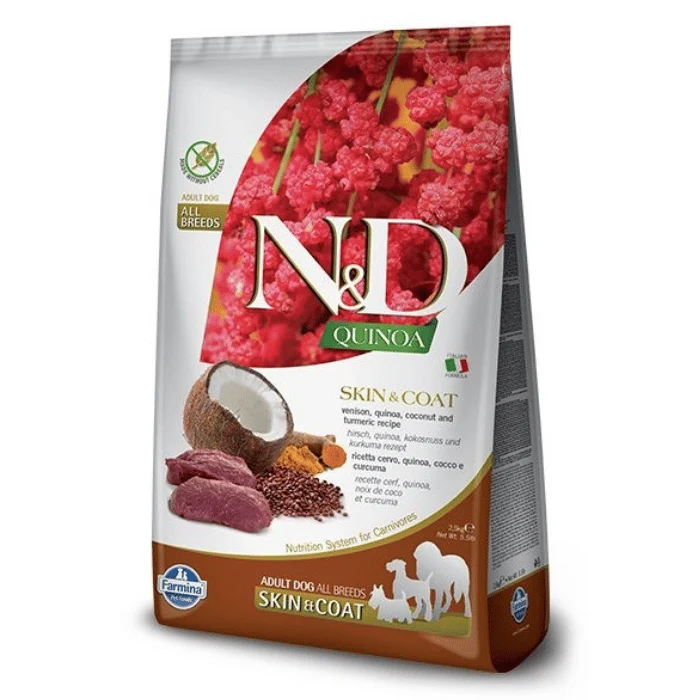 Croquettes Farmina N&D Quinoa Peau et Poils Cerf pour chiens