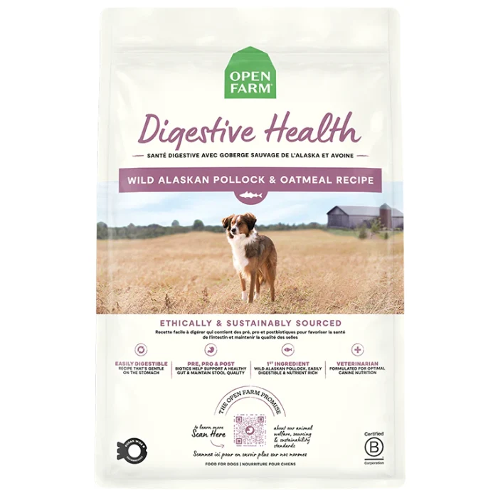 Open Farm Santé Digestive goberge sauvage d'Alaska et avoine pour chiens