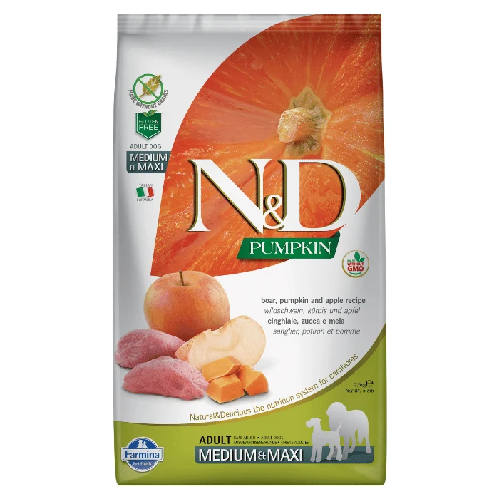 Croquettes Farmina N&D Citrouille Sanglier et Pomme pour chiens moyens et grands