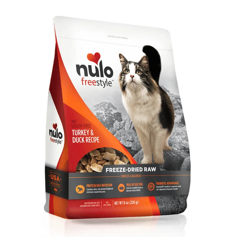 Nulo - Nourriture lyophilisée crue dinde et canard pour chat 8oz