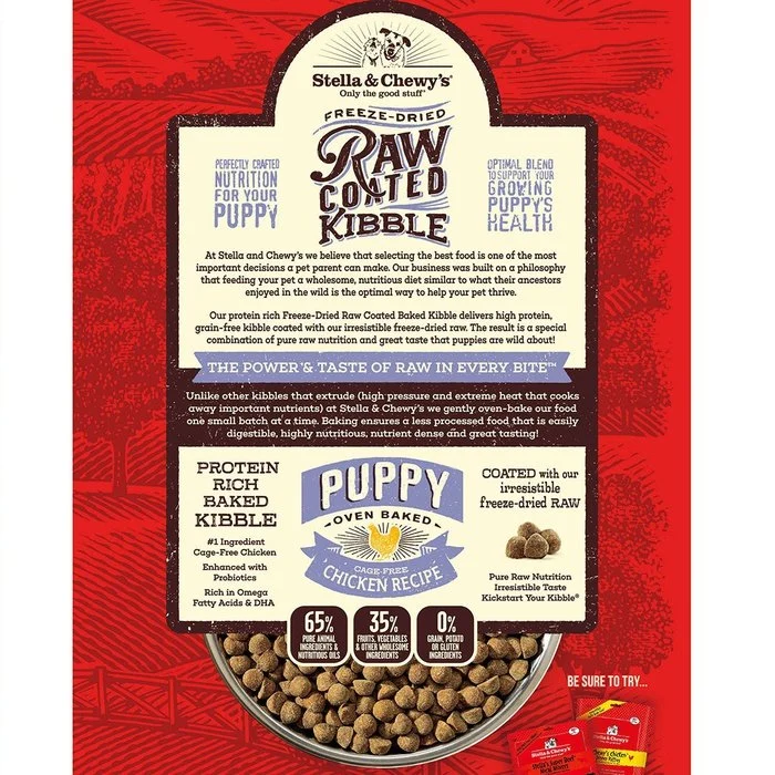 Croquettes Stella & Chewy's Raw Coated Poulet sans cage pour chiots