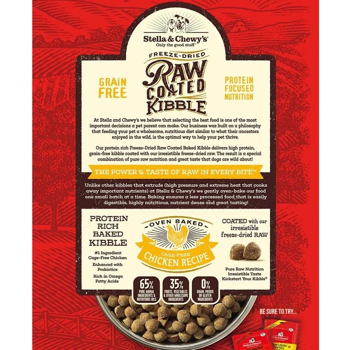Croquettes Stella & Chewy's Raw Coated Poulet sans cage pour chiens