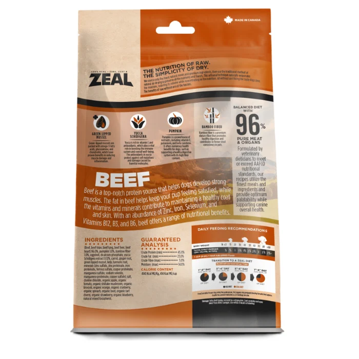 Zeal séché à l'air bœuf de Nouvelle-Zélande pour chiens