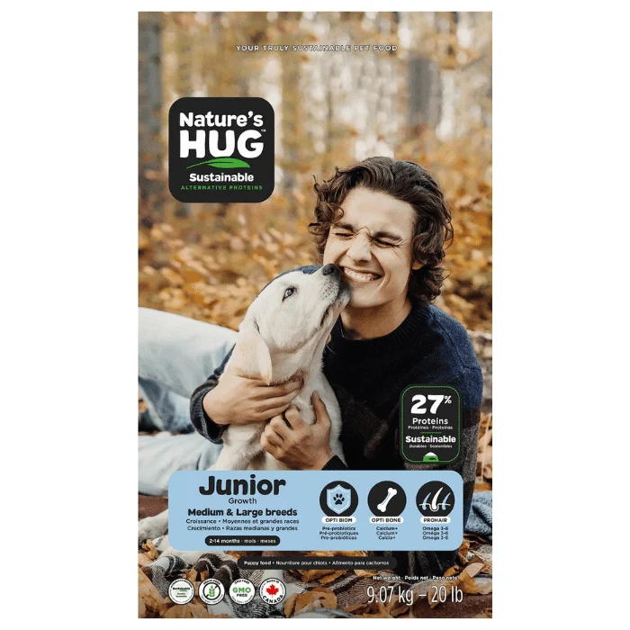 Nourriture pour chiots de moyenne et grande race Nature's Hug Junior 100 % végétale