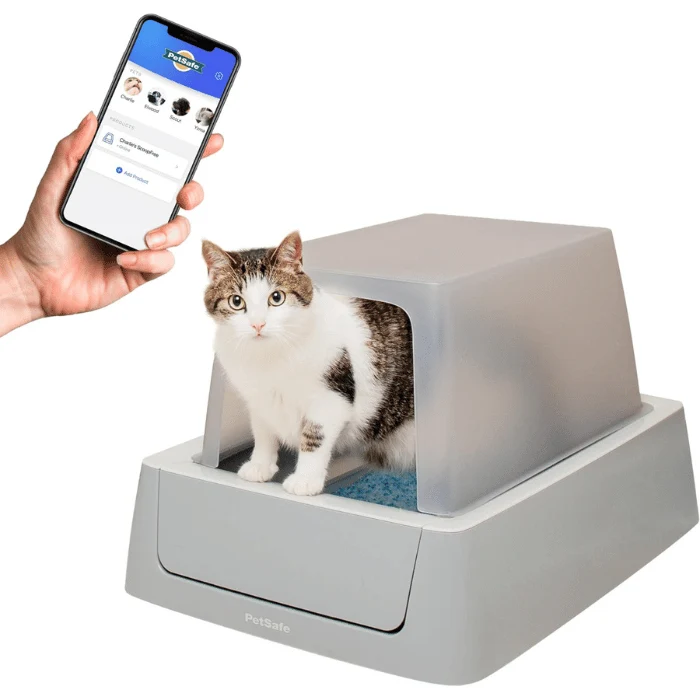 ScoopFree Bac à litière pour chat autonettoyant avec couvercle intelligent – Système automatique connecté à l'application pour smartphone