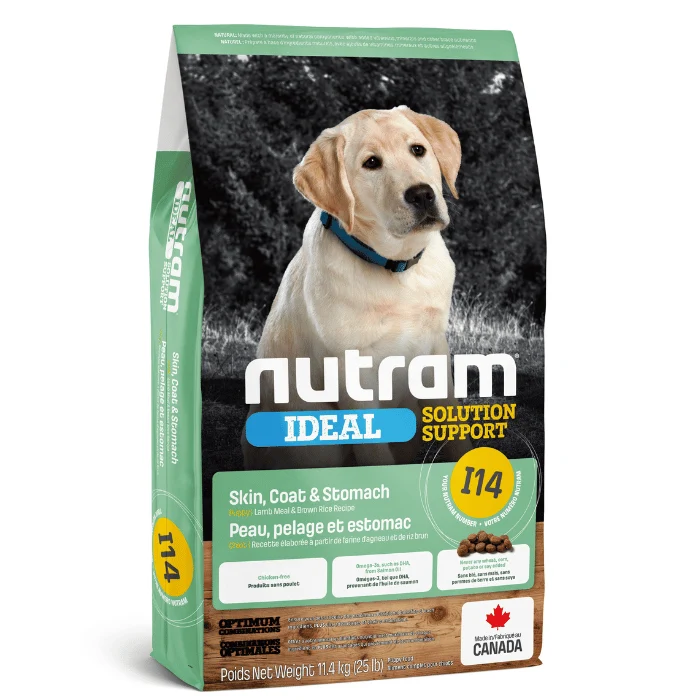 Nourriture pour chiots Nutram Idéal peau, pelage et estomac sensible agneau et riz brun (I14)