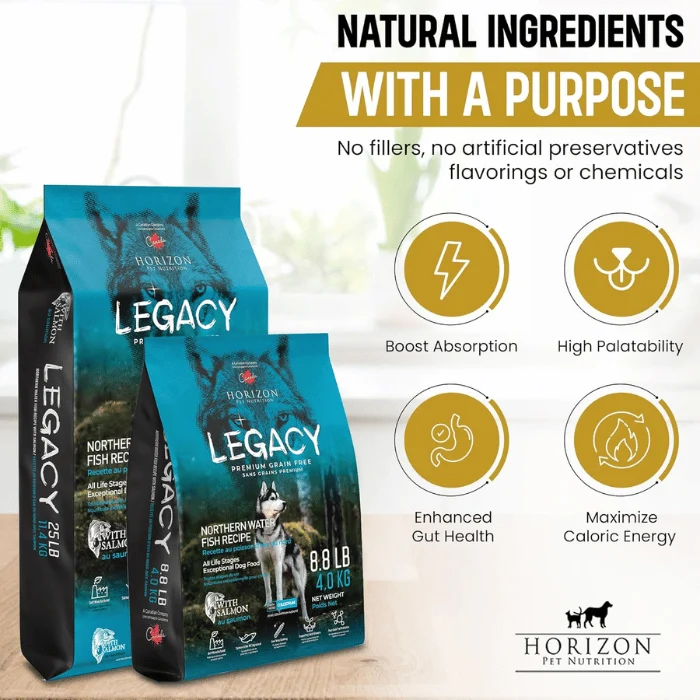 Nourriture pour chien Horizon legacy recette au poisson d'eau du nord