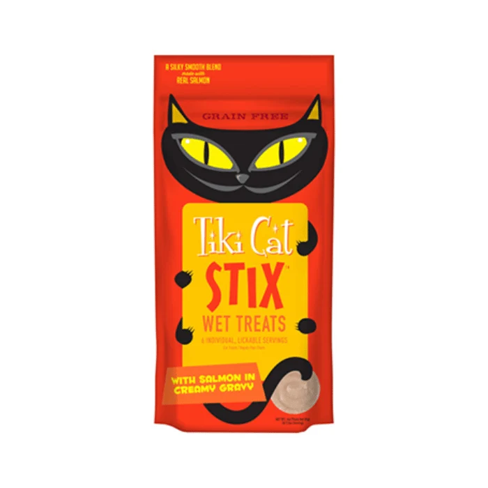 Tiki - Stix gâterie crémeuse au saumon pour chat (6 sachets)