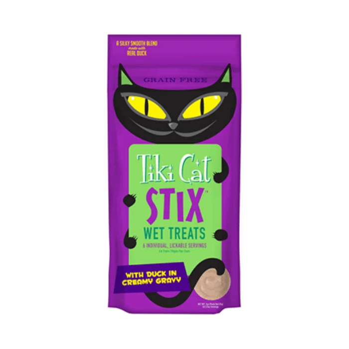 Tiki - Stix gâterie crémeuse au canard pour chat (6 sachets)